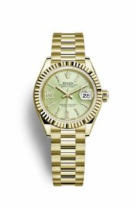 Rolex Lady-Datejust 28 Yellow Gold Fluted / President / Champagne Diamond 279178-0007
