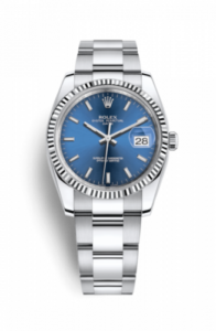 Rolex Oyster Perpetual Date 34 Stainless Steel Fluted / Oyster / Blue 115234-0004