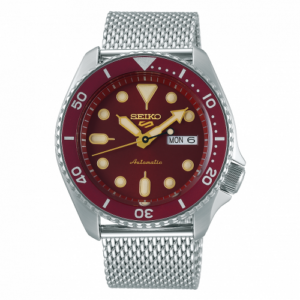 Seiko 5 Sports Suits Style Stainless Steel / Red / Mesh SRPD69K1