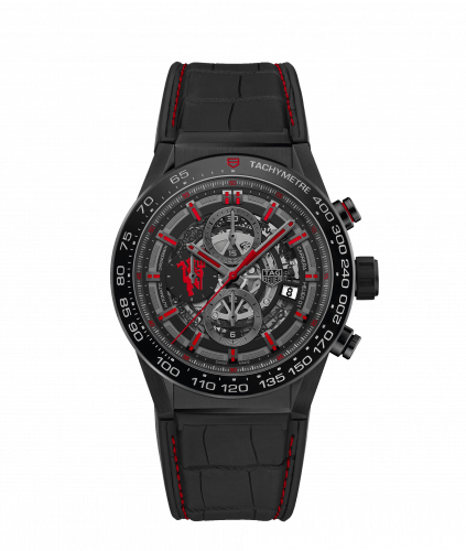 TAG Heuer Carrera Calibre Heuer 01 45 Stainless Steel / Skeleton / Alligator / Manchester United CAR2A1J.FC6400