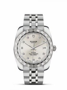 Tudor Classic 38 Stainless Steel / Fluted / Silver-Diamond / Bracelet 21010-0012