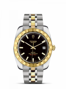 Tudor Classic 38 Stainless Steel / Yellow Gold / Fluted / Black / Bracelet 21013-0003