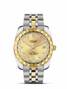 Tudor Classic 38 Stainless Steel / Yellow Gold / Fluted / Champagne-Diamond / Bracelet 21013-0007