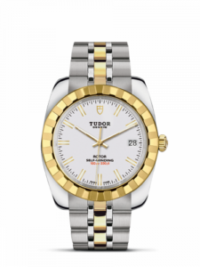 Tudor Classic 38 Stainless Steel / Yellow Gold / Fluted / White / Bracelet 21013-0004
