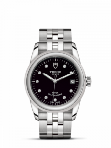Tudor Glamour Date 36 Stainless Steel / Black-Diamond / Bracelet 55000-0008