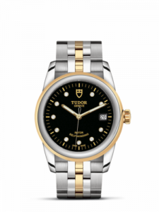 Tudor Glamour Date 36 Stainless Steel / Yellow Gold / Black-Diamond / Bracelet 55003-0008