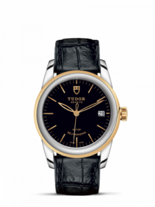 Tudor Glamour Date 36 Stainless Steel / Yellow Gold / Black / Strap 55003-0029