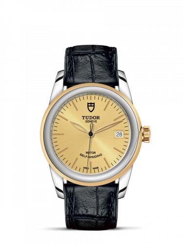 Tudor Glamour Date 36 Stainless Steel / Yellow Gold / Champagne/ Strap 55003-0044