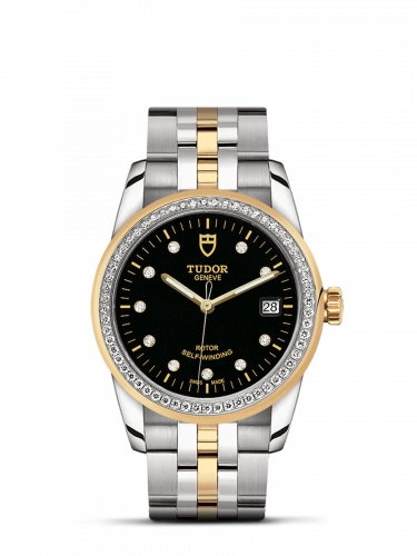 Tudor Glamour Date 36 Stainless Steel / Yellow Gold / Diamond / Black-Diamond / Bracelet 55023-0022