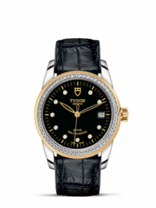 Tudor Glamour Date 36 Stainless Steel / Yellow Gold / Diamond / Black-Diamond / Strap 55023-0046