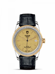 Tudor Glamour Date 36 Stainless Steel / Yellow Gold / Diamond / Jacquard Champagne / Strap 55023-0051