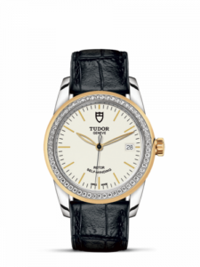 Tudor Glamour Date 36 Stainless Steel / Yellow Gold / Diamond / Opaline / Strap 55023-0085