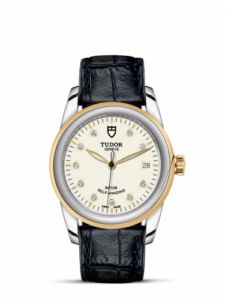 Tudor Glamour Date 36 Stainless Steel / Yellow Gold / Opaline-Diamond / Strap 55003-0095