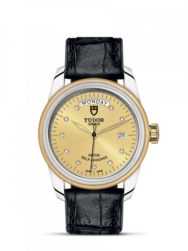 Tudor Glamour Day + Date Stainless Steel / Yellow Gold / Champagne-Diamond / Strap 56003-0035