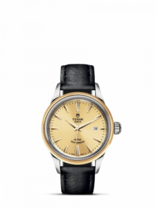 Tudor Style 28 Stainless Steel / Yellow Gold / Champagne / Strap 12103-0007