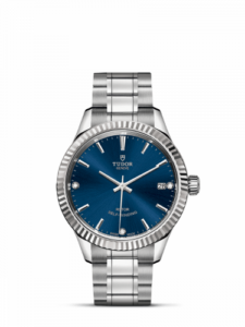 Tudor Style 34 Stainless Steel / Fluted / Blue-Diamond / Bracelet 12310-0017
