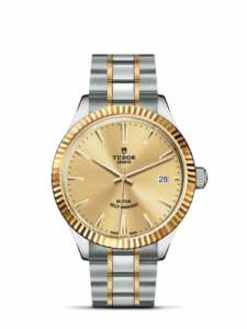 Tudor Style 38 Stainless Steel / Yellow Gold / Fluted / Champagne / Bracelet 12513-0001