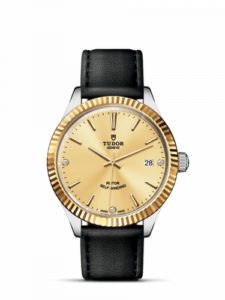 Tudor Style 38 Stainless Steel / Yellow Gold / Fluted / Champagne-Diamond / Strap 12513-0020