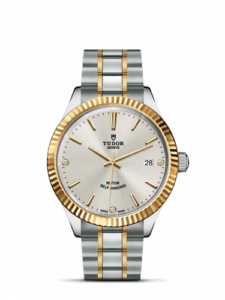 Tudor Style 38 Stainless Steel / Yellow Gold / Fluted / Silver-Diamond / Bracelet 12513-0009
