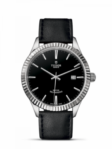 Tudor Style 41 Stainless Steel / Fluted / Black / Strap 12710-0022