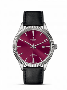 Tudor Style 41 Stainless Steel / Fluted / Burgundy / Strap 12710-0028
